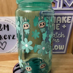 16oz green glass cup