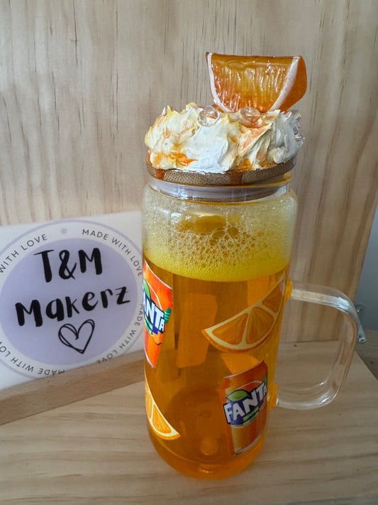 20oz Glass Handle “ Fanta”