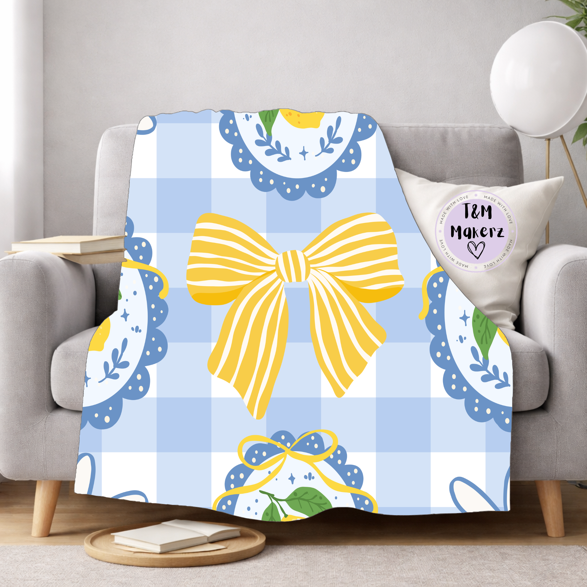 FLEECE Blue Bow Blanket