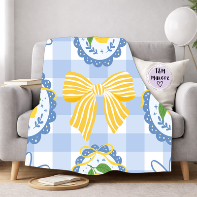 FLEECE Blue Bow Blanket