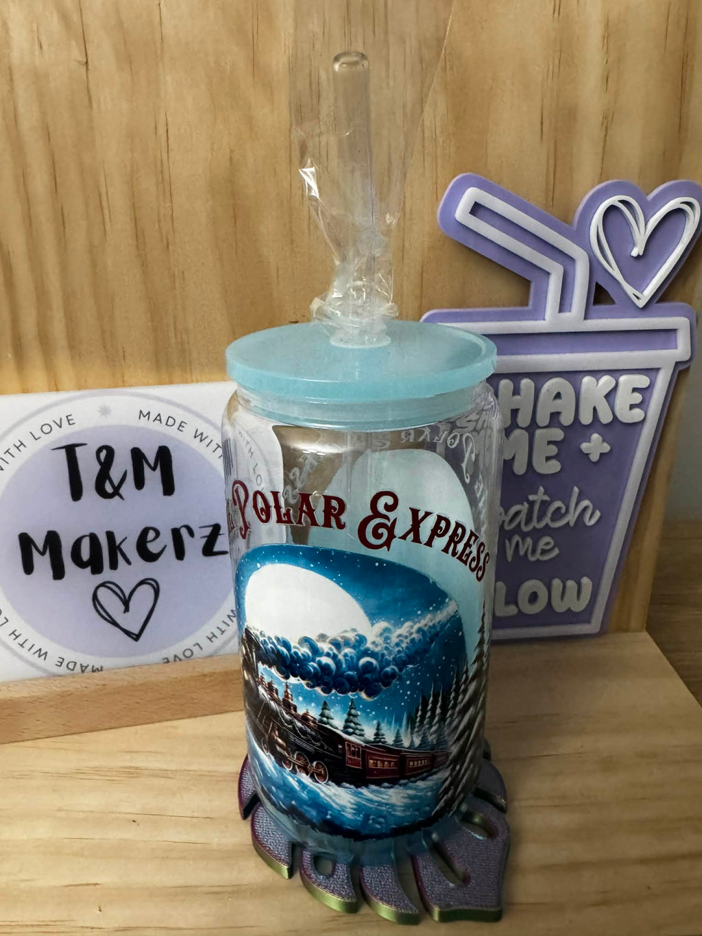 16oz glass ombre cup