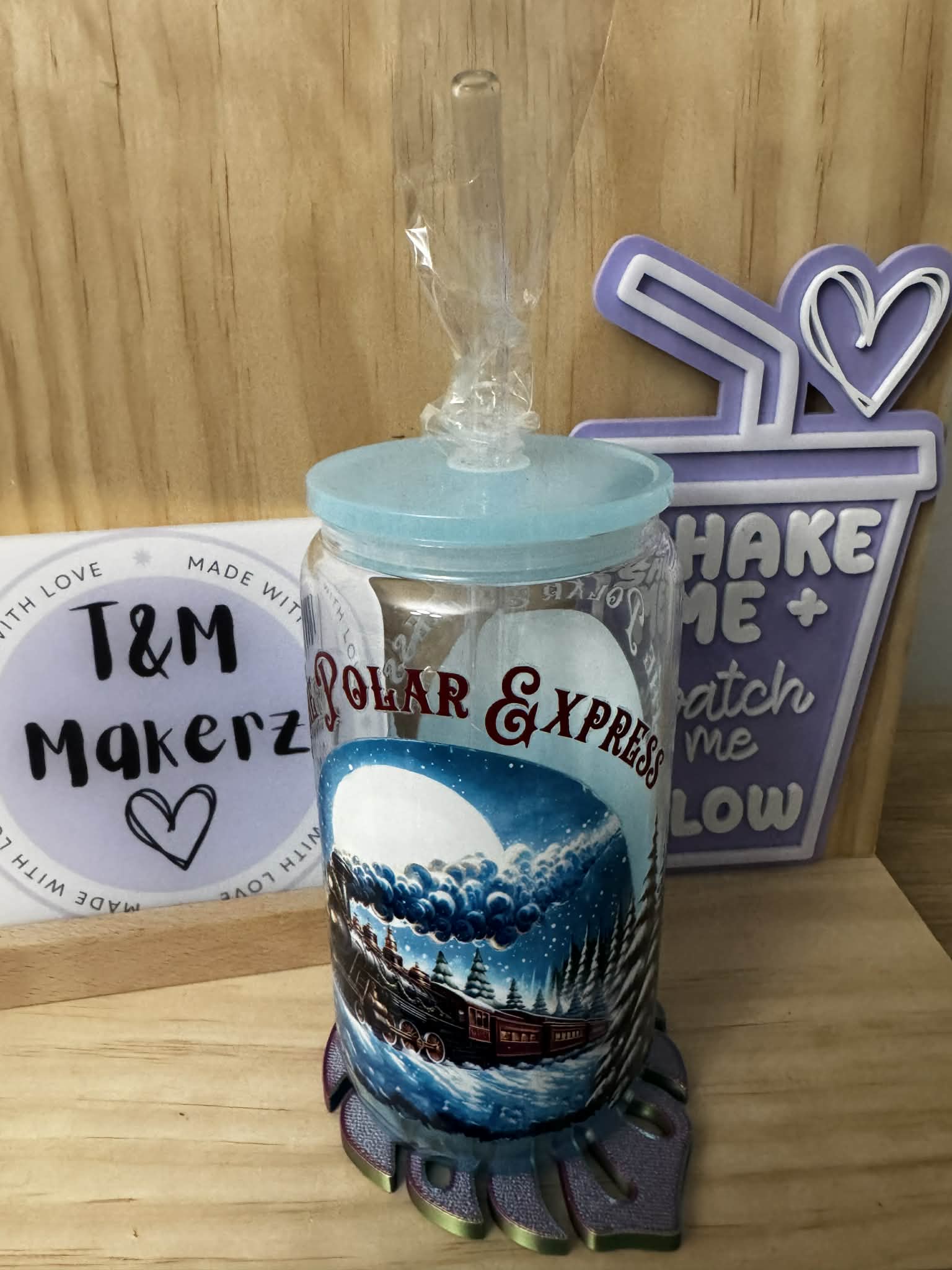 16oz glass ombre cup