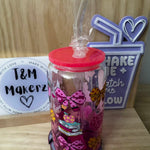 16 oz pink glass ombre cup