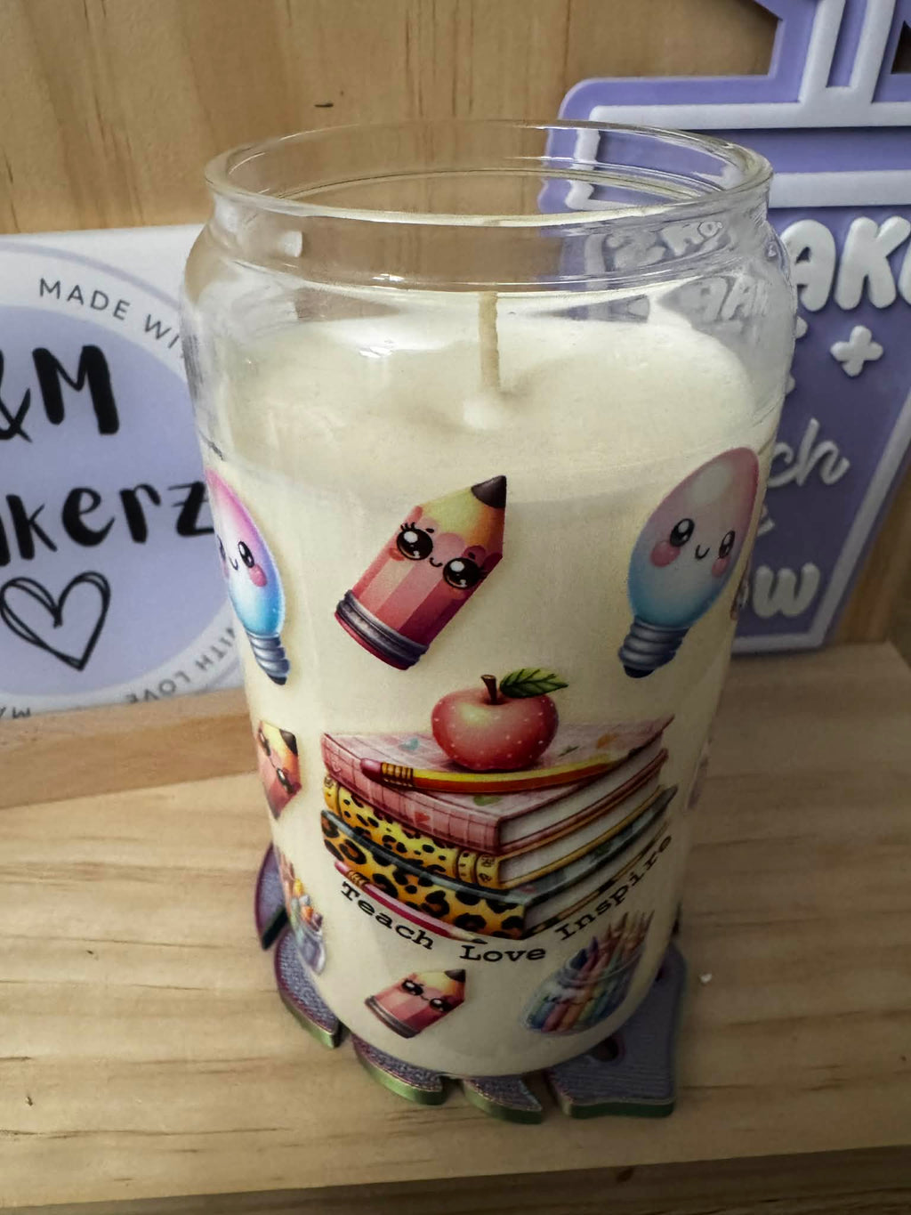 Teacher inspired candle