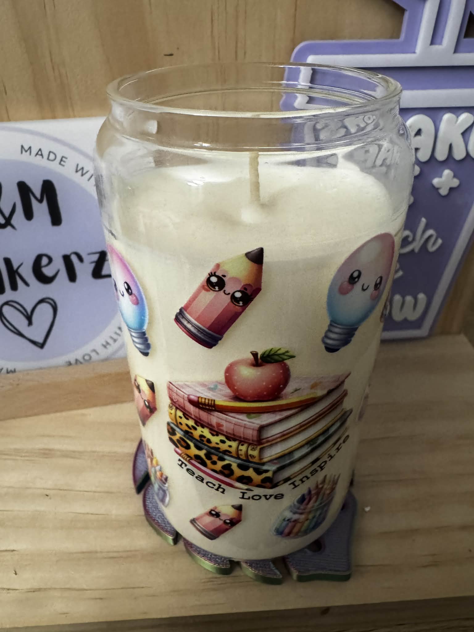 Teacher inspired candle