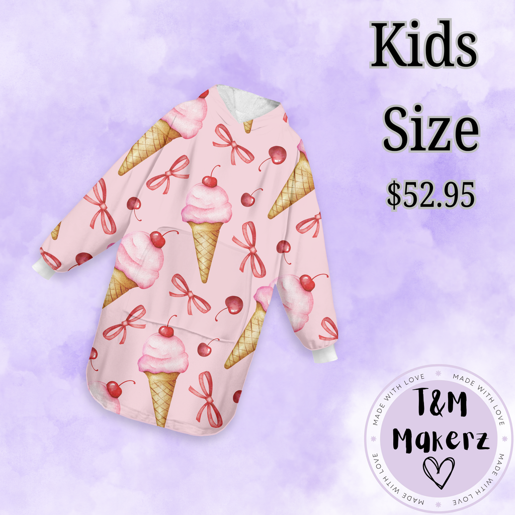 KIDS Ice-cream Hoodie Blanket